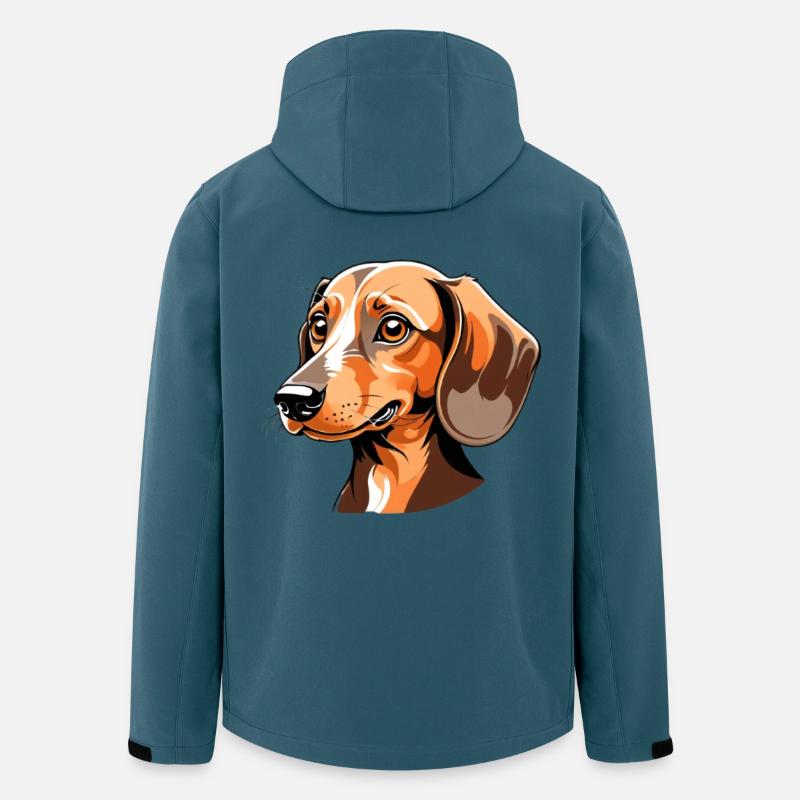 Dackel Portrait Orange Cartoon - Recycelte Männer Softshell-Jacke von Stanley/Stella - Dunkles Petrol