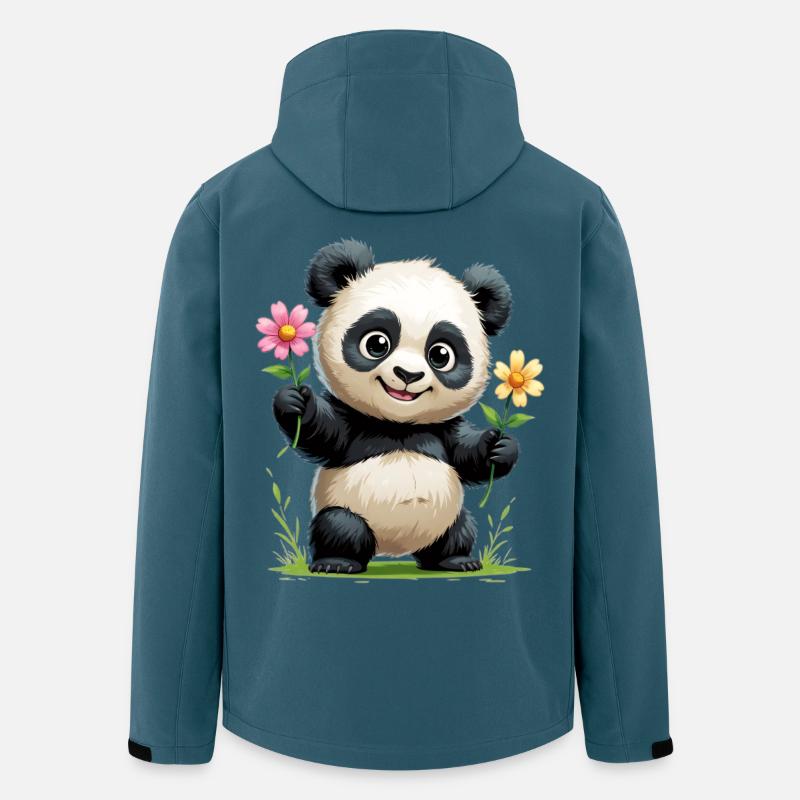 Panda Blumengruß - Recycelte Männer Softshell-Jacke von Stanley/Stella - Dunkles Petrol