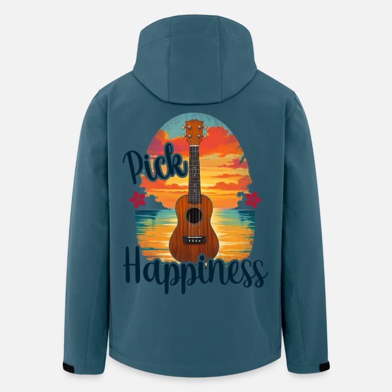 Pick Happiness! Ukulele Sunset - Recycelte Männer Softshell-Jacke von Stanley/Stella - Dunkles Petrol