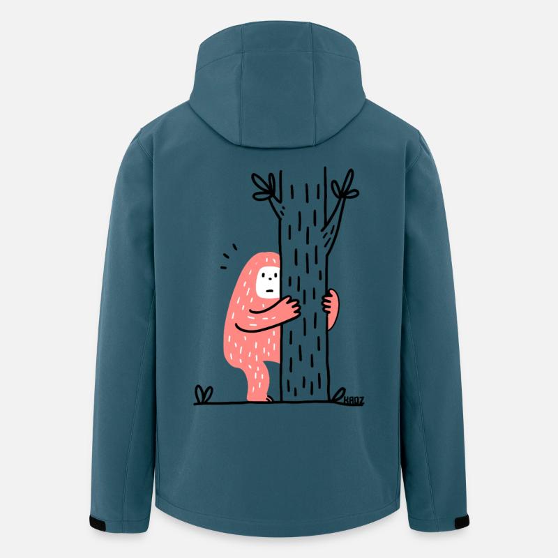 Lustiger Bigfoot umarmt einen Baum - Recycelte Männer Softshell-Jacke von Stanley/Stella - Dunkles Petrol