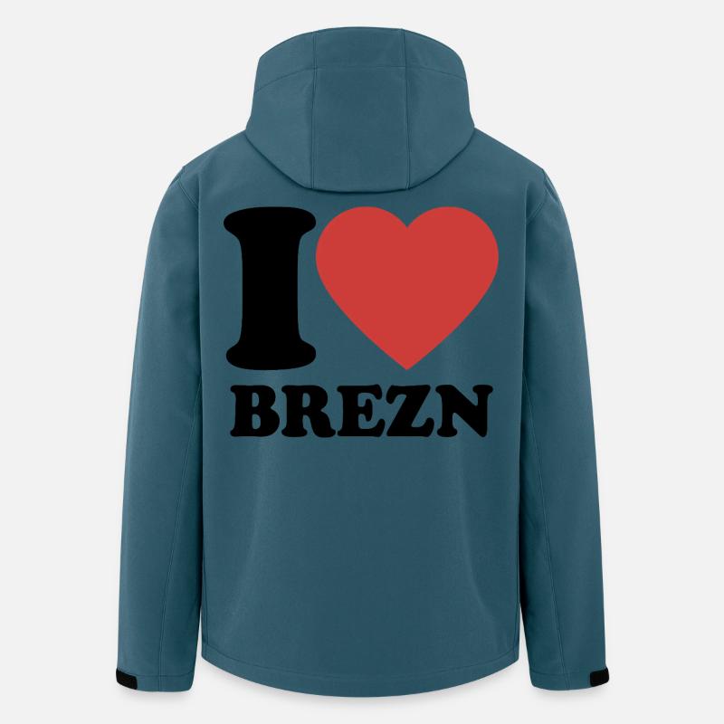 J’aime les bretzels - Coeur - Bretzel - Veste softshell homme en polyester recyclé Stanley/Stella - bleu pétrole foncé