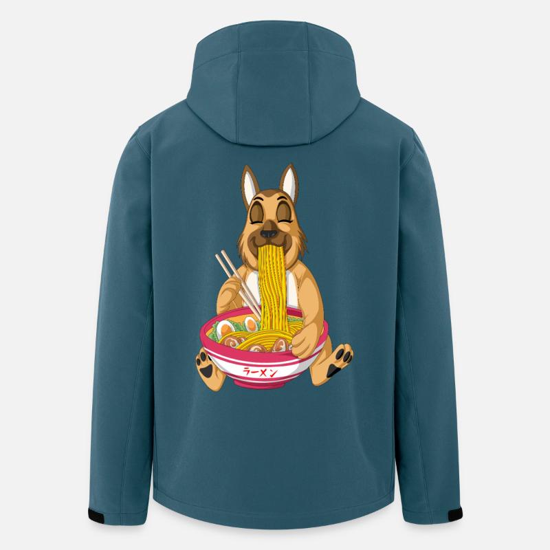 Berger allemand mangeant des ramen - Veste softshell homme en polyester recyclé Stanley/Stella - bleu pétrole foncé