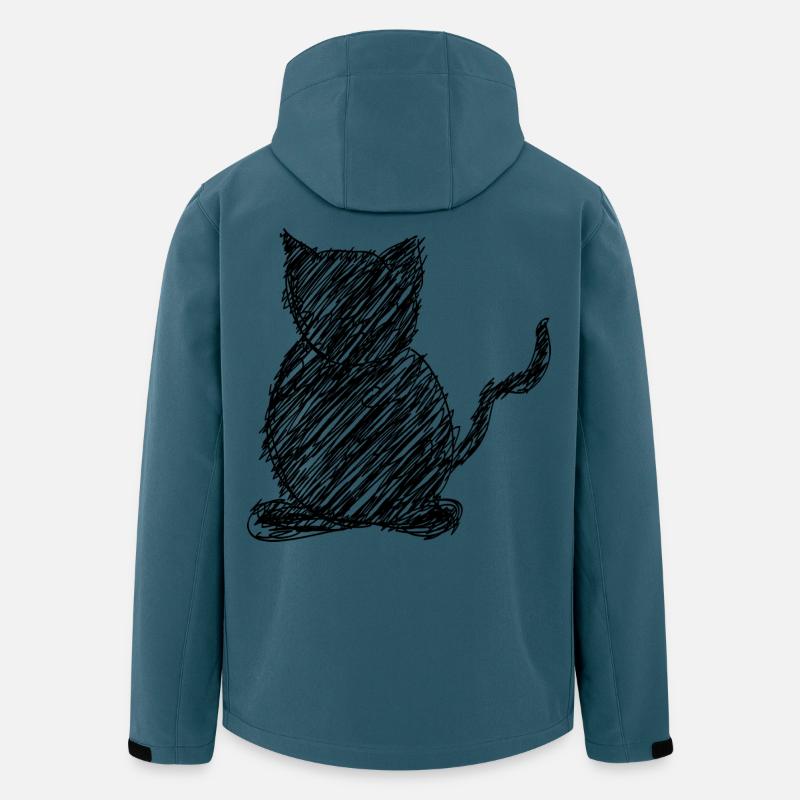 Katze Scribble Zeichnung Tier Geschenk - Recycelte Männer Softshell-Jacke von Stanley/Stella - Dunkles Petrol