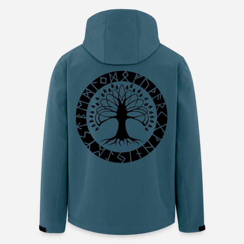 Black Runic Tree - Men’s Recycled Softshell Jacket by Stanley/Stella - stargazer