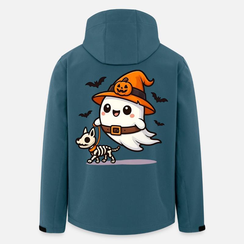 Geist geht gassi mit Skelett‑Hund Halloween Shirt - Recycelte Männer Softshell-Jacke von Stanley/Stella - Dunkles Petrol