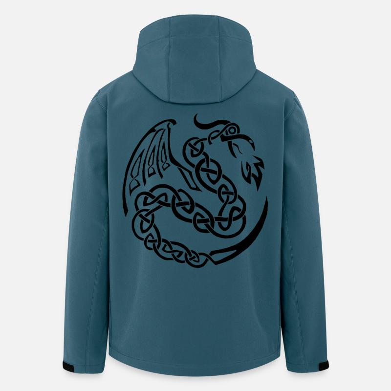 Musta kelttiläinen lohikäärme - Miesten softshell-takki kierrätetystä polyesteristä Stanley/Stellalta - tumma petroli
