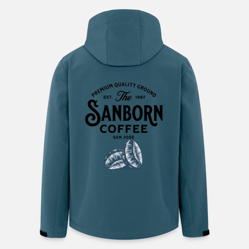 Illustration de grains de café bleus - Veste softshell homme en polyester recyclé Stanley/Stella - bleu pétrole foncé