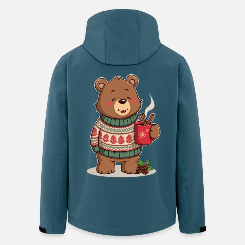 Winterbär mit Tee und Zimtstangen - Recycelte Männer Softshell-Jacke von Stanley/Stella - Dunkles Petrol