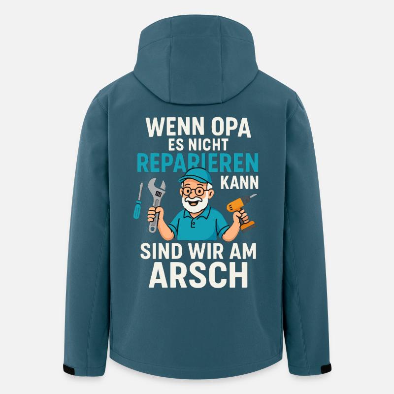 Lustiger Handwerker-Spruch mit Opa Reparaturheld - Recycelte Männer Softshell-Jacke von Stanley/Stella - Dunkles Petrol
