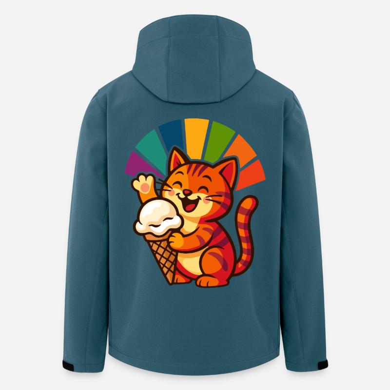 Regenbogen Katze Eisbecher Freude - Recycelte Männer Softshell-Jacke von Stanley/Stella - Dunkles Petrol