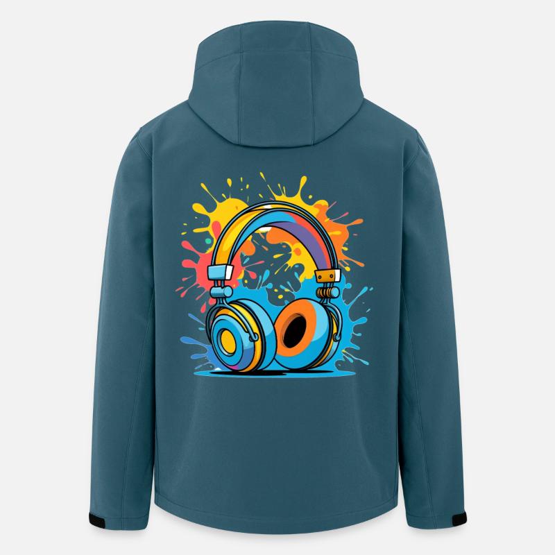 Bunte Kopfhörer Splash Design - Recycelte Männer Softshell-Jacke von Stanley/Stella - Dunkles Petrol