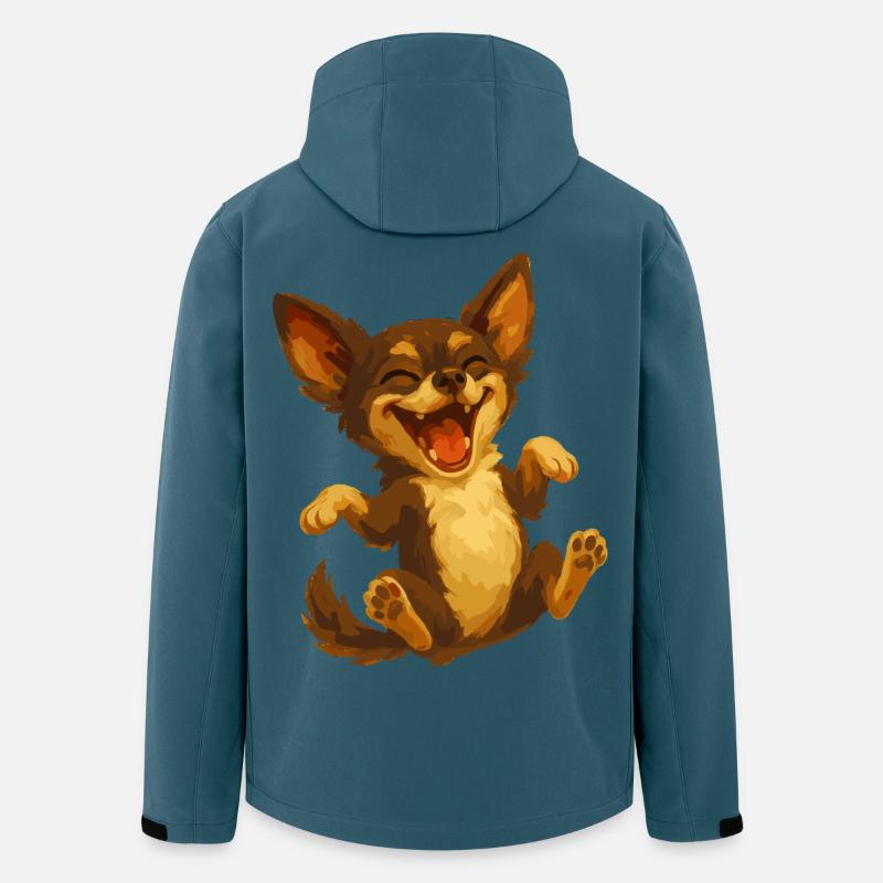 Lachender Chihuahua Cartoon Hund - Recycelte Männer Softshell-Jacke von Stanley/Stella - Dunkles Petrol