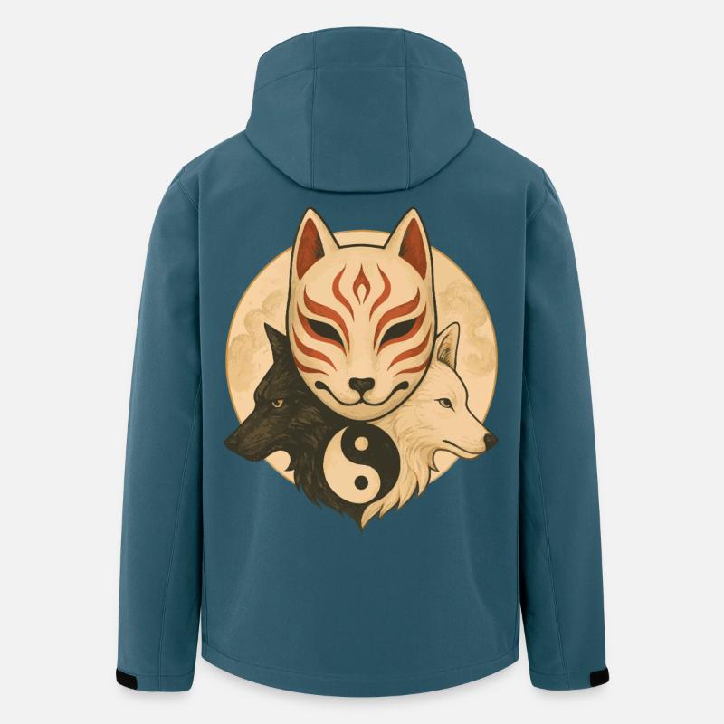 Fuchs Maske & Yin Yang Wölfe - Recycelte Männer Softshell-Jacke Discoverer von Stanley/Stella - Dunkles Petrol