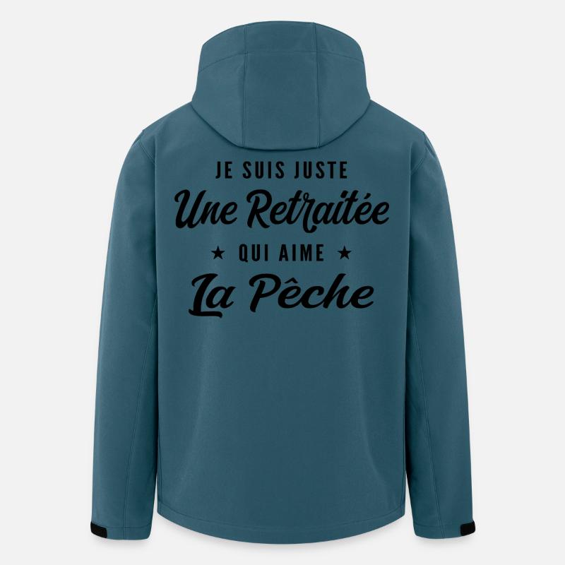 Retraitée Pêcheuse Humour Cadeau Retraite - Veste softshell homme en polyester recyclé Stanley/Stella - bleu pétrole foncé