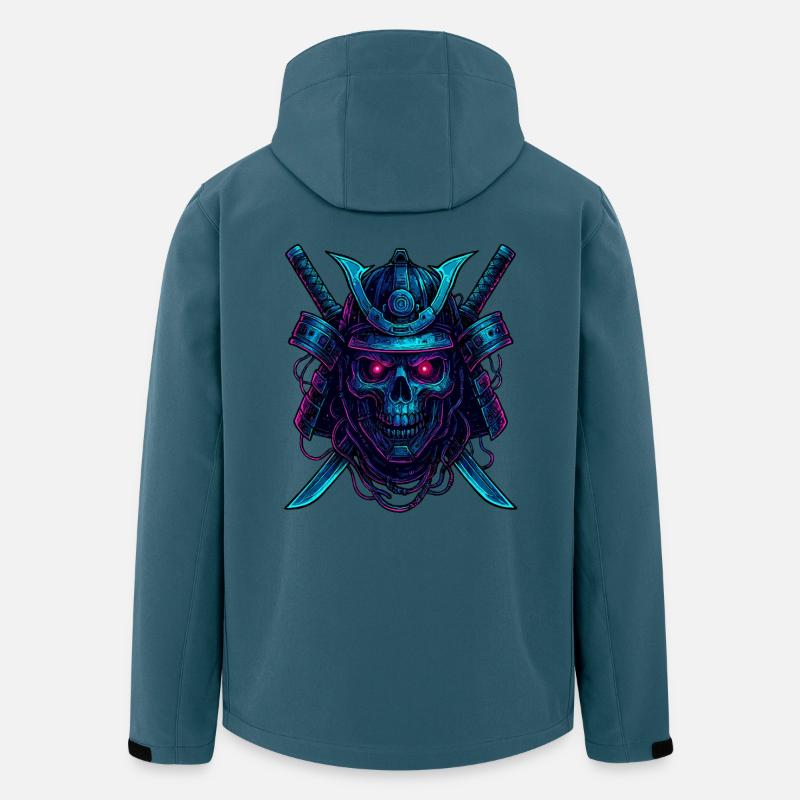 Cyber Samurai Totenkopf Neon Design - Recycelte Männer Softshell-Jacke von Stanley/Stella - Dunkles Petrol