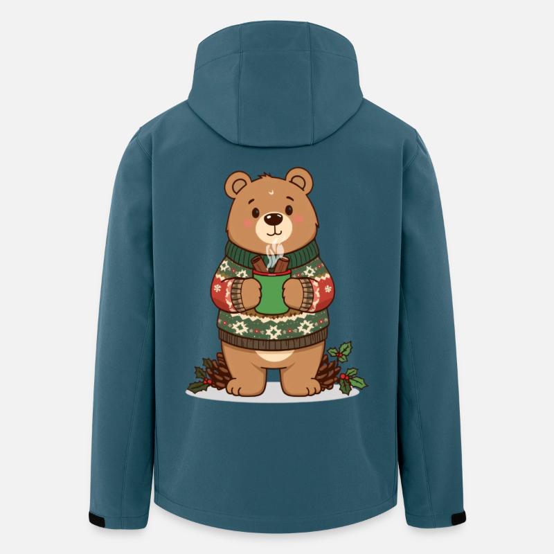 Winterbär mit dampfendem Kakao - Recycelte Männer Softshell-Jacke von Stanley/Stella - Dunkles Petrol