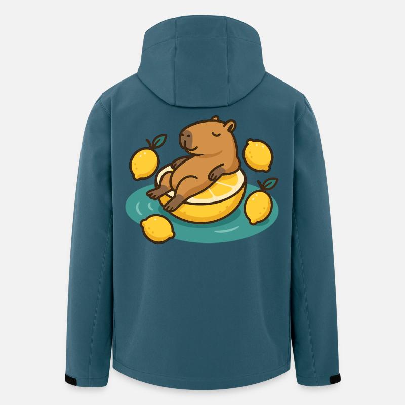 Chillendes Capybara auf Zitrone Cartoon - Recycelte Männer Softshell-Jacke von Stanley/Stella - Dunkles Petrol