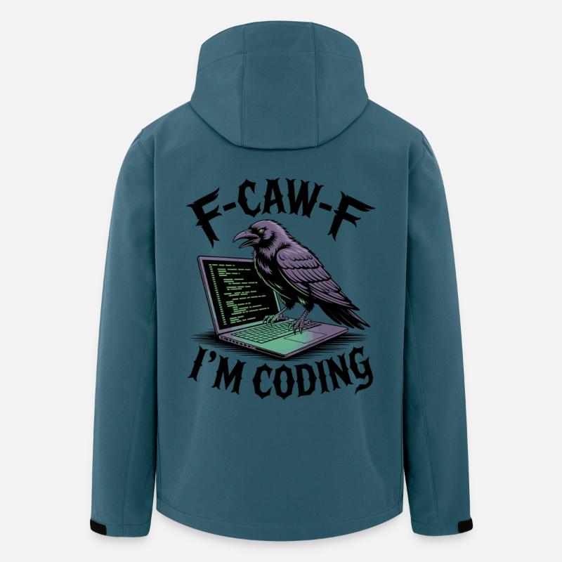 RabenCoder: Code Raven am Laptop - Recycelte Männer Softshell-Jacke von Stanley/Stella - Dunkles Petrol