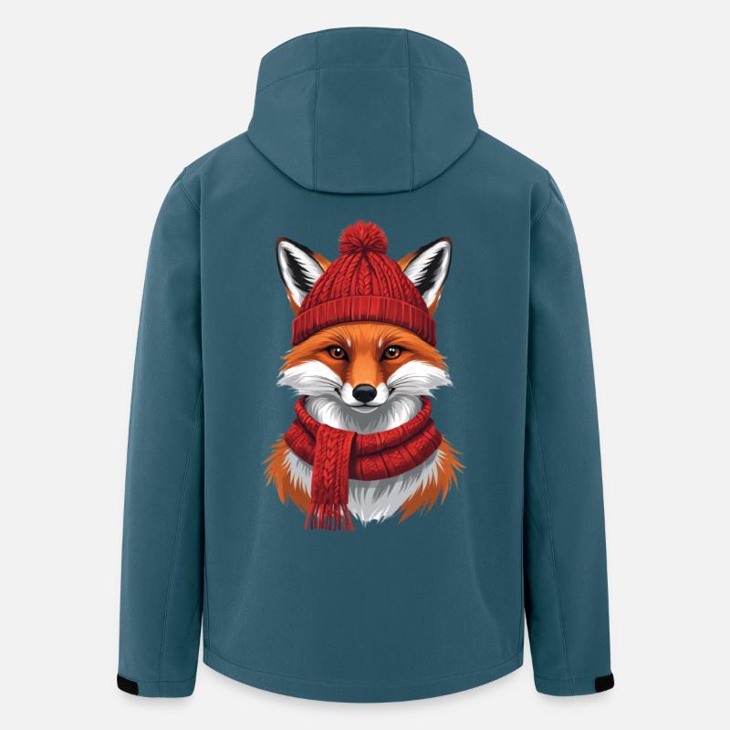 Winterrotfuchs mit Mütze und Schal - Recycelte Männer Softshell-Jacke von Stanley/Stella - Dunkles Petrol
