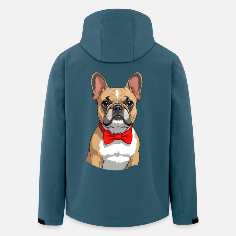 Elegante Bulldogge mit roter Fliege - Recycelte Männer Softshell-Jacke von Stanley/Stella - Dunkles Petrol