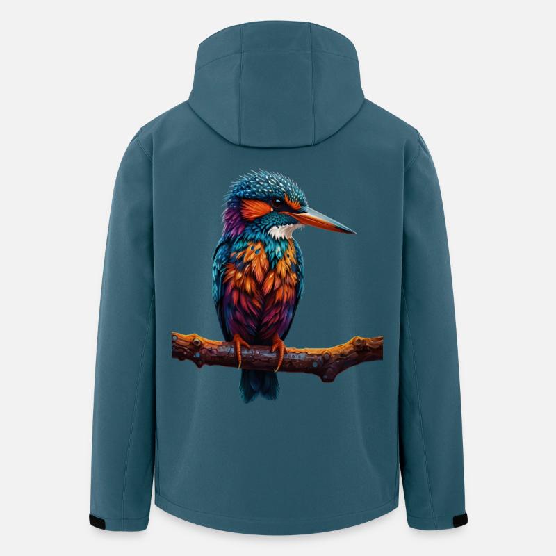 Bunter Eisvogel auf Ast - Recycelte Männer Softshell-Jacke von Stanley/Stella - Dunkles Petrol