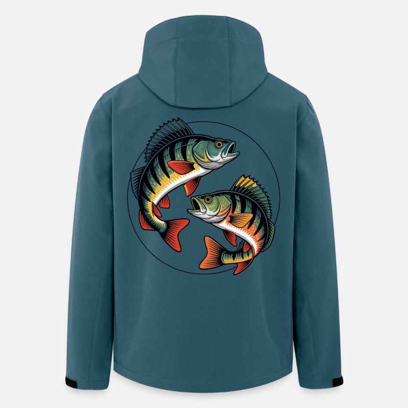 Zwei springende Barsche - Recycelte Männer Softshell-Jacke von Stanley/Stella - Dunkles Petrol