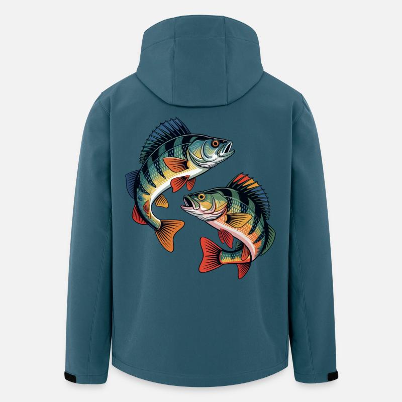 Zwei springende Barsche - Recycelte Männer Softshell-Jacke von Stanley/Stella - Dunkles Petrol