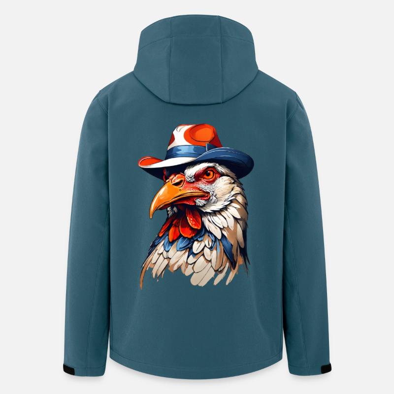 Bunter Hahn Mit Hut Kunst - Recycelte Männer Softshell-Jacke von Stanley/Stella - Dunkles Petrol