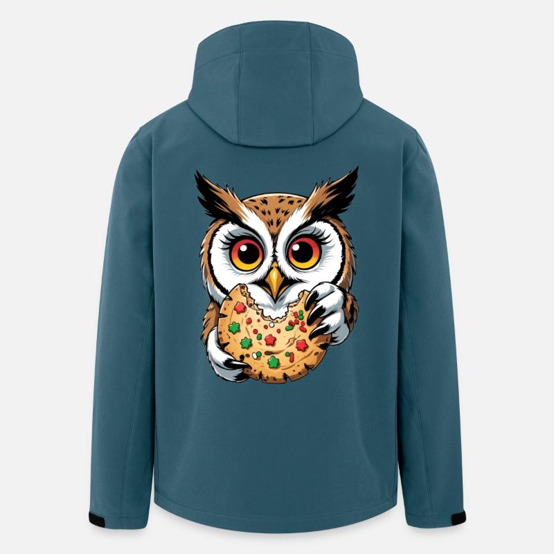 Eule mit grossem Keks Illustration - Recycelte Männer Softshell-Jacke von Stanley/Stella - Dunkles Petrol
