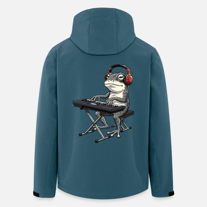 Frosch mit Keyboard und Kopfhörern - Recycelte Männer Softshell-Jacke von Stanley/Stella - Dunkles Petrol