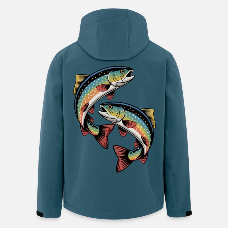 Zwei springende Forellen - Recycelte Männer Softshell-Jacke von Stanley/Stella - Dunkles Petrol