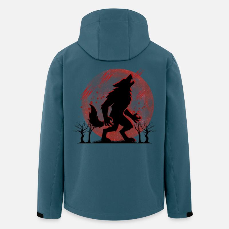 Wolfsruf im roten Mondkreis Vollmond - Recycelte Männer Softshell-Jacke von Stanley/Stella - Dunkles Petrol