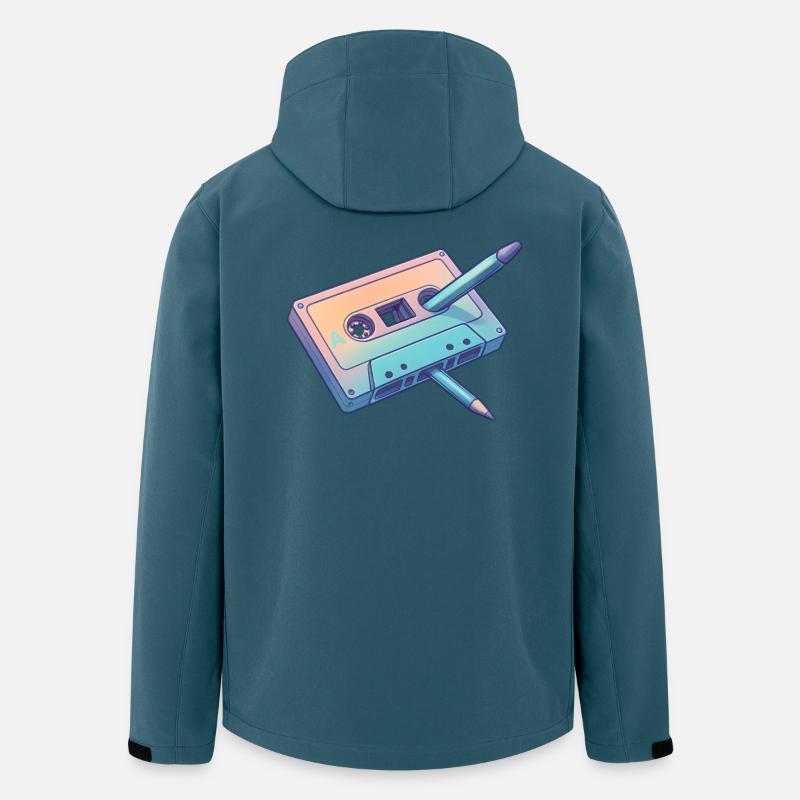 Retro Pastell Bleistift Kassette - Recycelte Männer Softshell-Jacke von Stanley/Stella - Dunkles Petrol