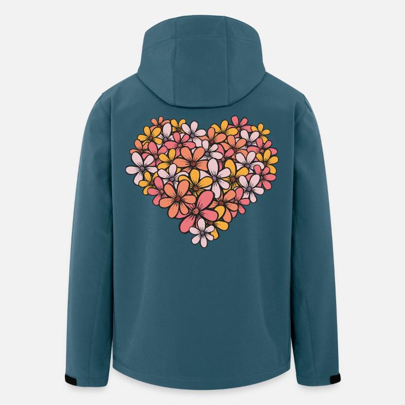 Blütenherz Blumenmuster - Recycelte Männer Softshell-Jacke von Stanley/Stella - Dunkles Petrol