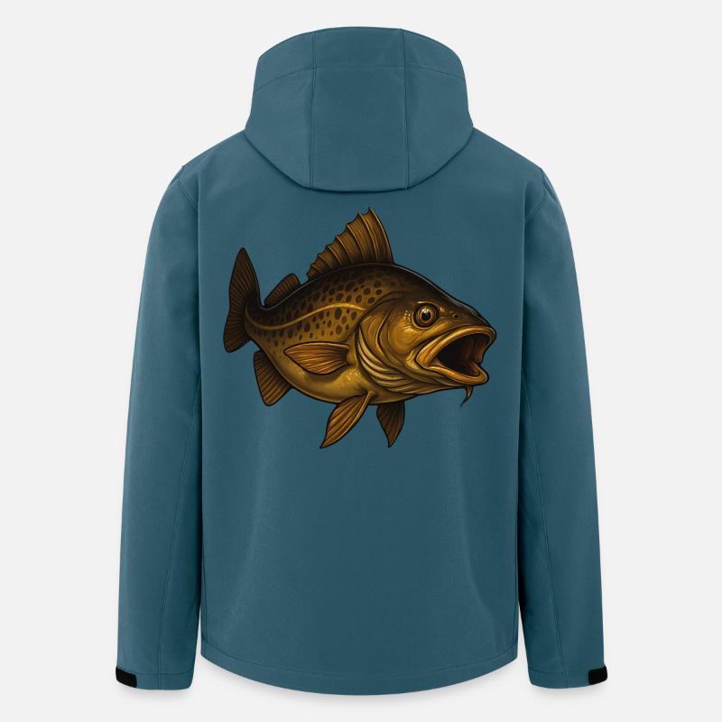 Poisson majestueux à la bouche ouverte - Veste softshell homme en polyester recyclé Stanley/Stella - bleu pétrole foncé