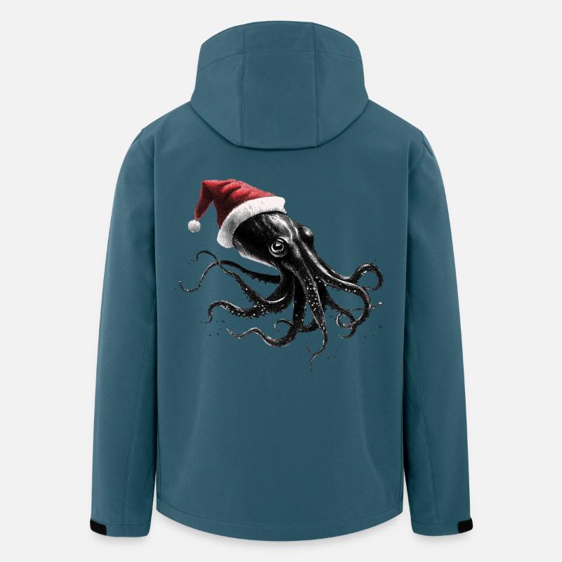 Christmas Octopus with Christmas Hat - Men’s Recycled Softshell Jacket by Stanley/Stella - stargazer