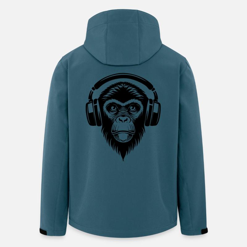 Ruhiger Cartoon-Affe mit Kopfhörern Shirt - Recycelte Männer Softshell-Jacke von Stanley/Stella - Dunkles Petrol