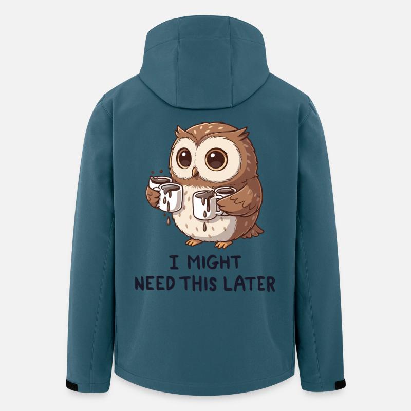 Ich brauche Kaffee später - Lustige Eule - Recycelte Männer Softshell-Jacke von Stanley/Stella - Dunkles Petrol