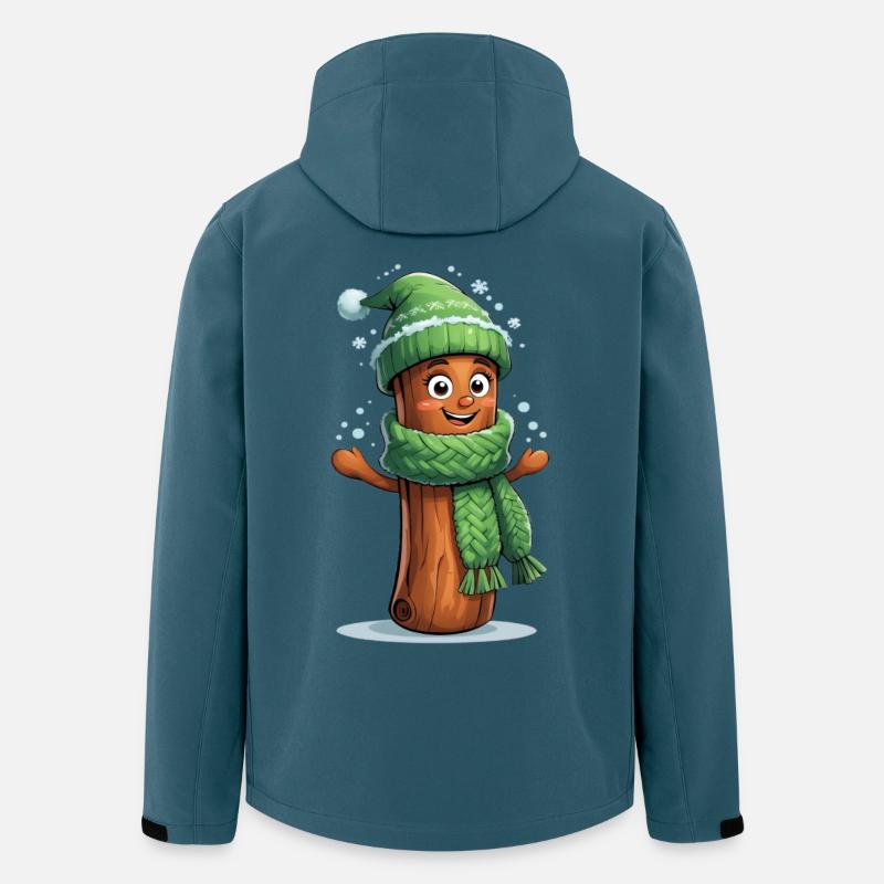 Bûche d’hiver joyeuse avec écharpe - Veste softshell homme en polyester recyclé Stanley/Stella - bleu pétrole foncé