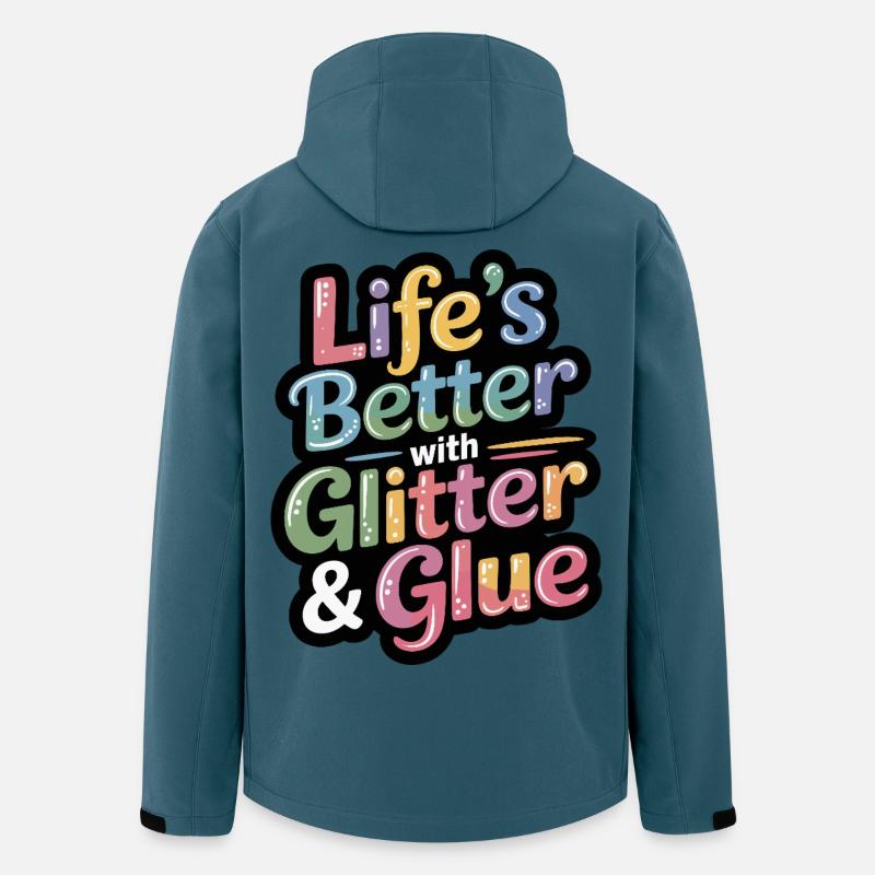 Glitzer & Kleber Lebensfreude - Recycelte Männer Softshell-Jacke von Stanley/Stella - Dunkles Petrol
