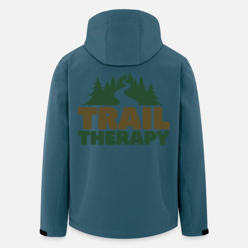 TRAIL THERAPY Spruch Statement - Recycelte Männer Softshell-Jacke von Stanley/Stella - Dunkles Petrol