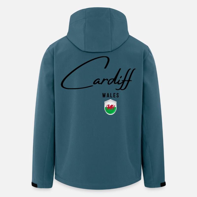 Elegantes Design Cardiff, walisischer Stolz - Recycelte Männer Softshell-Jacke von Stanley/Stella - Dunkles Petrol