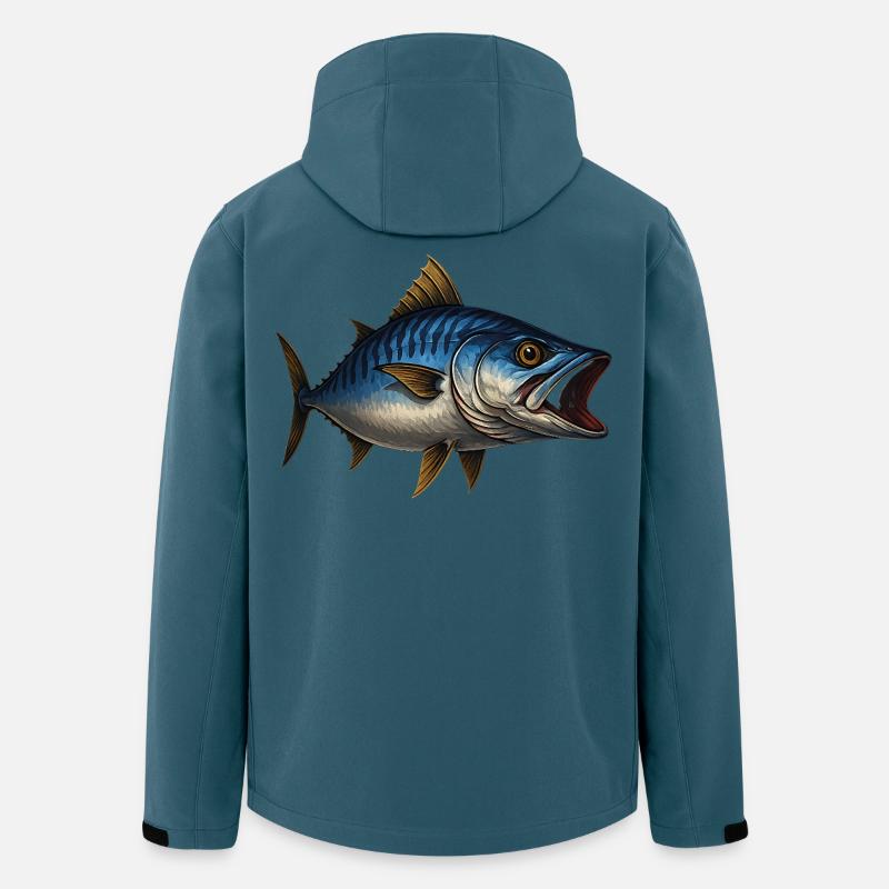 Dynamischer Blauflossen-Thunfisch Illustration - Recycelte Männer Softshell-Jacke von Stanley/Stella - Dunkles Petrol