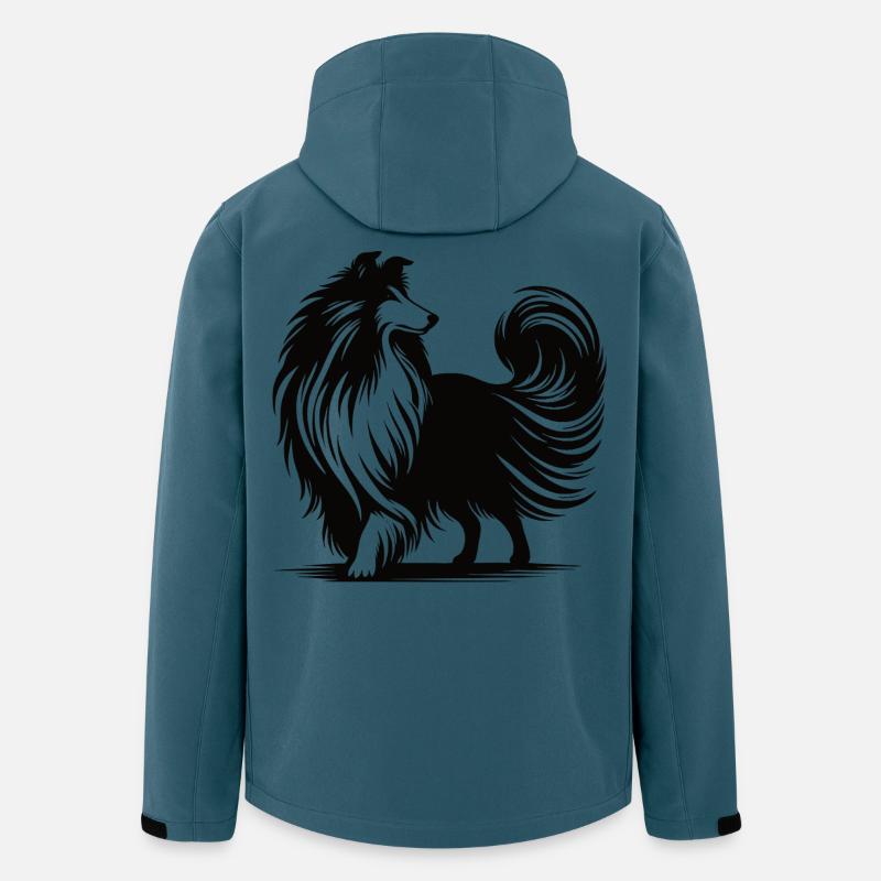 Cooles Collie Silhouetten Design - Recycelte Männer Softshell-Jacke von Stanley/Stella - Dunkles Petrol