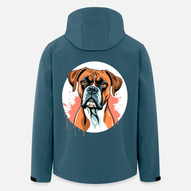 Aquarell Boxer Portrait - Recycelte Männer Softshell-Jacke von Stanley/Stella - Dunkles Petrol