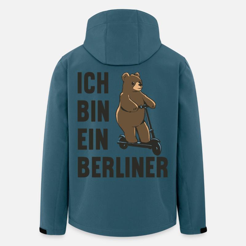 Ein Berliner-Bär auf Roller! Ich bin ein Berliner - Recycelte Männer Softshell-Jacke von Stanley/Stella - Dunkles Petrol