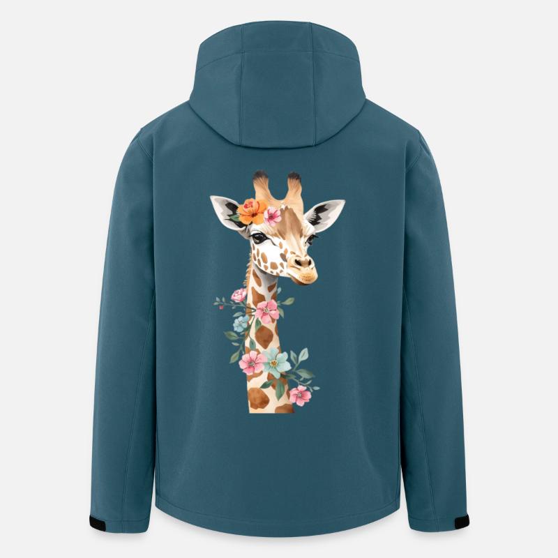 Giraffe mit Blumenkrone - Recycelte Männer Softshell-Jacke von Stanley/Stella - Dunkles Petrol
