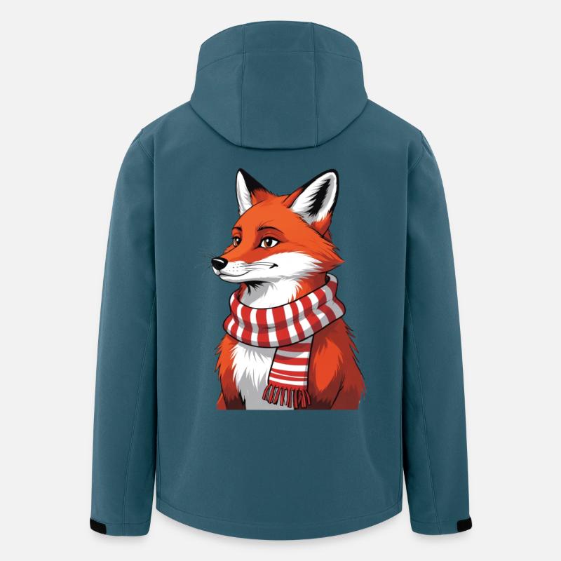 Roter Fuchs mit Schal Illustration - Recycelte Männer Softshell-Jacke von Stanley/Stella - Dunkles Petrol