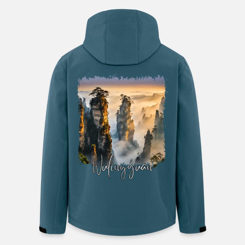 Wulingyuan Aquarell, Wulingyuan China - Recycelte Männer Softshell-Jacke von Stanley/Stella - Dunkles Petrol