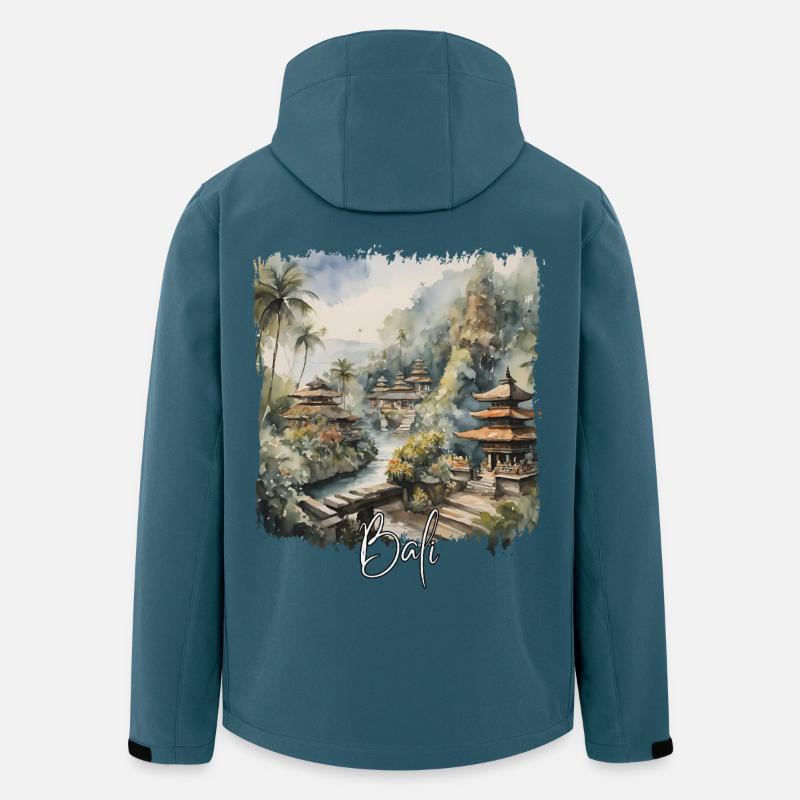 Bali Aquarell, Bali Indonesien - Recycelte Männer Softshell-Jacke von Stanley/Stella - Dunkles Petrol
